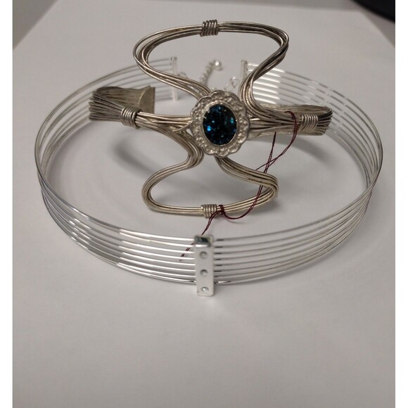 Y2K Silver tone Funky Bangle Bracelet and Choker Necklace - Picture 1 of 9